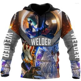 Men's Tracksuits Welder Printed Hoodie Personalised Uniform Fashion Hooded Sweatshirt Oversized Casual Spring Fall Men Clothing Tops