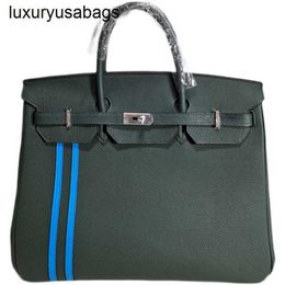 Tote Bags 40cm Hac Handbags Designer Bag Handmade Custom Spliced Platinum Togo Leather Swift Customized Mens Genuine Handbag Rj UQWE