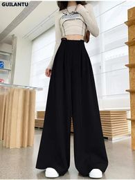 Women's Pants Black Baggy Loose Wide Leg Pant Straight Women Autumn Pleated Solid Colour Long Trouser 2024 Y2k Streetwear Korean Fashion