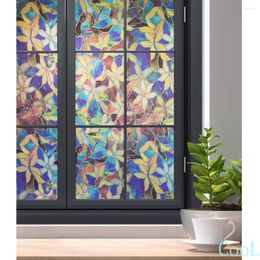 Window Stickers WXSHSH Stained Glass Film Privacy Static Cling Decorative Magnolia Pattern Covering Blackout