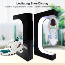 360 Degree Rotation Magnetic Levitation LED Floating ShoeDisplay Stand Sneaker House Home Shop Shoe Display Holds 240518