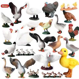 Novelty Games Oenux Simulation Cute Poultry Farm Animals Model Duck Goose Swan Hen Chicken Action Figures PVC Miniature Toy Xmas Gift For Kids Y240521