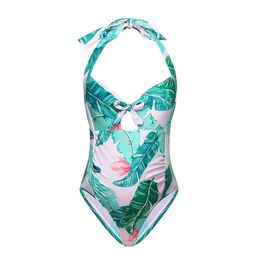 Summer Apparel Swimwear Pregnancy Leaf One Swimsuit Print Suspender Women Maternity 3 Piece Bikini Set with Cover up
