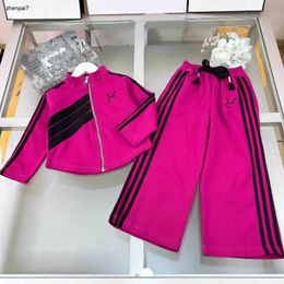 Top kids Tracksuits baby jacket suit Size 110-160 Long sleeved zippered jacket and wide leg pants Jan20