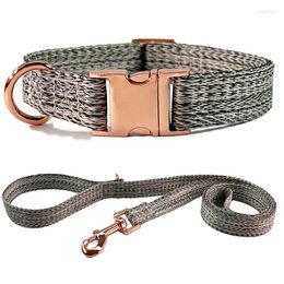 Dog Collars Imitation Linen Pet Towing Rope Set Cat Neck Collar Walking Training Leash Metal Buckle Chain