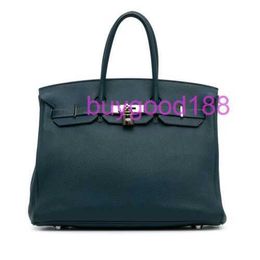 Aa Biriddkkin Delicate Luxury Womens Social Designer Totes Bag Shoulder Bag Togo 35 Blue Dark Calf Leather Handbag Fashion Womens Bag