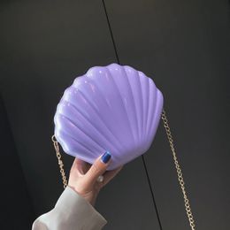 Fashion Women Shoulder Handbags Shell Bag Chain Cute Sequins Small Phone Money Pouch Zipper Crossbody Bags for 240509