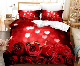 Bedding sets Red Rose Leopard Set Luxury Comforter case Couple Wedding Twin Queen King Size Romantic Duvet Cover H240521 26P3