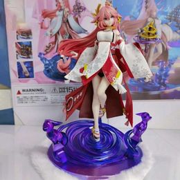 Action Toy Figures 26cm Genshin Impact Yae Miko Figure Girl Sexy Action Figurine High Quty Statue Anime Pvc Model Toy Collection Gift Toys T240521