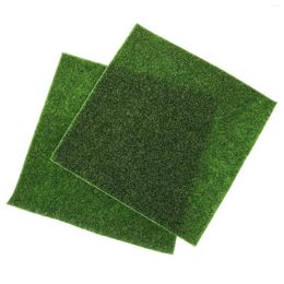 Decorative Flowers 2pcs Outdoor Turf Grass Artificial Moss Rug Mats 30cmx30cm Lawn Carpet For Ornament