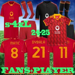 25 DYBALA LUKAKU Soccer Jerseys AOUAR Player Fans Maglia Pellegrini Belotti SMALLING Abraham TOTTI 24 Football Shirts Romes MANCINI Men Kids SHAARAWY