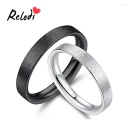 With Side Stones Relodi Adjustable Couple Rings Rhinestone Simple Black & White Engagement Wedding Ring Bridal Jewellery Party Gift SP2255