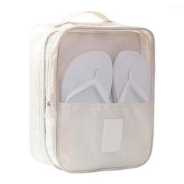 Storage Bags Shoes Bag Slipper Sneakers Mesh Hole Zipper Pouch Oxford Cloth Portable Shoe Organizer For Travel Black