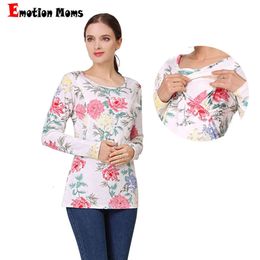Emotion Moms New Long Sleeve Shirt Maternity Clothes Lactation Tops Breastfeeding Clothing for Pregnant Women Shirts L2405