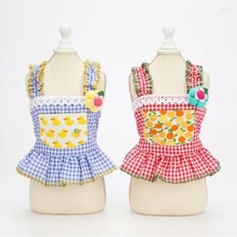 Dog Apparel Cute Dress For Small Dogs Girl Birthday Puppy Clothes Spring Summer Outfits Colourful Chequered Pet Tutu Skirt