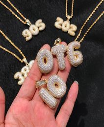 Custom Name Letters Pendants Necklaces Men039s Zircon Hip Hop Jewelry With 3MM Gold Silver Rope Chain3047593
