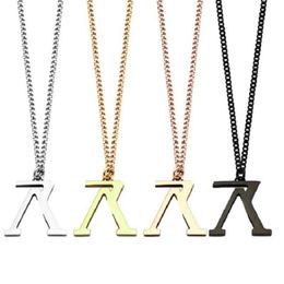 Mens Designer Necklace Womens Titanium Steel Gold Necklace V-letter Pendant Sweater Chain 249q