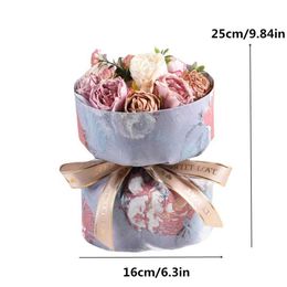 Decorative Objects Figurines Vintage Peony Artificial Preserved Flowers Bouquet Handmade Eternal Gift for Women Mothers Day Anniversary Birthday H240521 HK0M