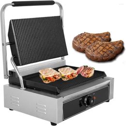 Bread Makers Yovtekc Commercial Panini Press Grill Flat 110V Electric Stainless Steel Sandwich Maker Non-stick 2200W