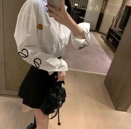 Women's Blouses Shirts For Women Designer Fashion Embroidery Long Sleeved Shirts Short Buttons Cardigan Coat Solid Colour