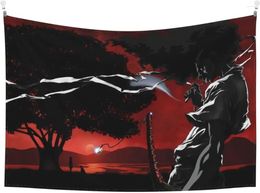 Tapestries Anime Tapestry Wall Hanging Afro Samurai For Party Birthday Gift Bedroom Living Room Home Decorations 60X40 In