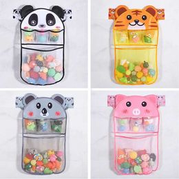 Bath Toys Baby bathroom net hanging shower product game bag cute cartoon transparent multifunctional bathtub toy Organiser with 2 hooks d240522