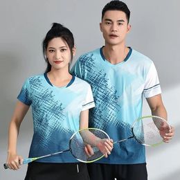 Style Print Badminton Shirts for Men Women Quick-dry Wicking Short Sleeve Leisure Tennis Ping Pong Volleyball Clothing 240522