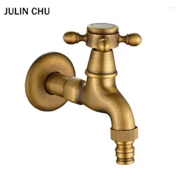 Bathroom Sink Faucets Antique Washing Machine Faucet Bronze Brass Wall Mounted Cold Water Bibcock Kitchen Washbasin Outdoor Garden Tap