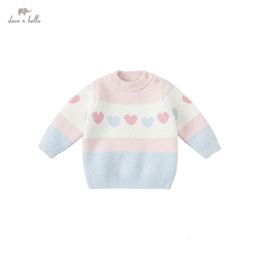 DBZ19832 dave bella winter cute baby girls Christmas cartoon striped knitted sweater kids girl fashion toddler boutique tops L2405 L2405