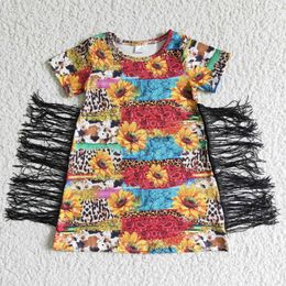 キッズサマーウエスタンカウガールロデオドレス女の女の子短袖牛タッセル服卸売ファッション子供幼児服