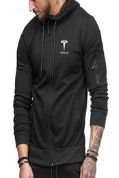 New Fashion Cotton Men Hoodies Tesla Car Logo Print Sweatshirt Hoodies Spring Autumn Jacket Coat Male Solid Casual Zipper Pocket5000556