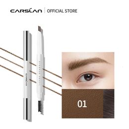 CARSLAN Black Brown Double Heads Eyebrow Pencil Waterproof Long-wearing Eye Brow Tattoo Tint Pen with Eyebrow Brush Makeup Tools 240522