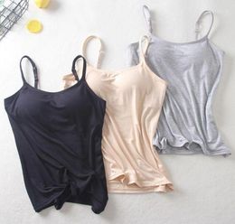 Camisoles Tanks 2021 Padded Bra Tank Top Women Modal Spaghetti Solid Cami Vest Female Camisole With Built In Fitness Clothing18505055