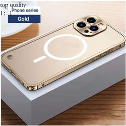 Nfc Phone Case Metal Magnetic Cases Aluminum Alloy Frame For Wireless Charging Phone Case For Iphone 15 14 13 12 11 Pro Mini Max Translucent Matte Cov 310