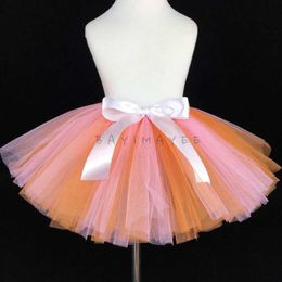 Skirts Baby Girls Pastel Tutu Skirts Ballet Dance Underskirt Tutus Tulle Pettiskirt with Ribbon Bow Kids Birthday Party Skirts Cloth Y240522