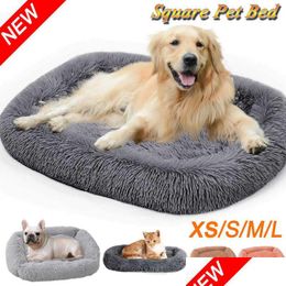 Kennels Pens Dog Long P Beds Calming Bed Hondenmand Pet Kennel Mat Cushion Super Soft Fluffy Comfortable Sofa For Large / Cat Hous Dhsrv