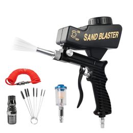 Adjustable Sandblasting Gun 90 Psi Portable Sand Blaster Paint Spray Machine Gravity Pneumatic Small Handheld Blasting Gun Set