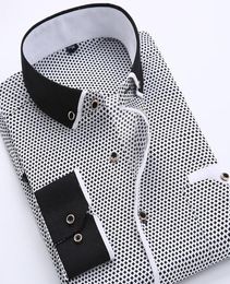 Men Dress Shirts Long Sleeve Printed Men Fashion Casual Slim Fit Male Social Business Shirt Soft Comfortable Brand Men Clothing6956730