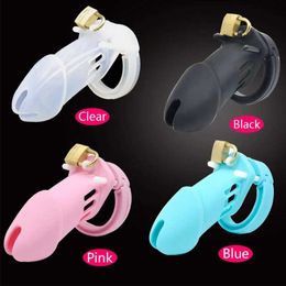 Other Health Beauty Items New male silicone chastity device chicken cage with 5 penis rings with brass lock standard/short cage A122/A235 Q240521