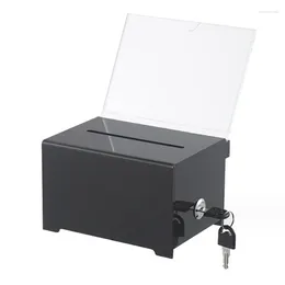 Decorative Figurines 1 Pack Donation Box With Lock Ballot Sign Holder Acrylic Black For Fundraising