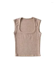 Women's Tanks Crop Tops Women Summer Solid Sexy Tank Top Sleeveless Thin Knit Basic Outwear Elastic Camis