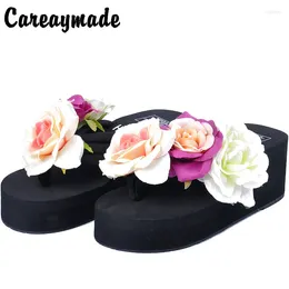 Slippers Summer Bohemia Flowers Women Beach Flip Flops Slides Platform Shoes Woman Hit Colour Indoor