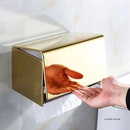 Toilet paper box telephone holder gold stainless steel roll paper holder waterproof paper towel rack bathroom black paper towel box 240518