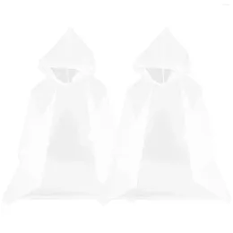 Raincoats 2 Pcs Rain Poncho Adult Hooded Raincoat Outdoor With Hoods For Camping Rainproof White Portable Hiking Ponchos Travel