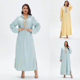 Ethnic Clothing Robe Abaya Arab Womens Muslim Embroidery Dress Hooded Kaftan Women's