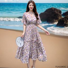 Party Dresses Chic Korea Romantic Feminine Vestidos 2024 Summer Women Vintage Ruffles Flower Cute Holiday Date Girls Long Button Shirt Dress