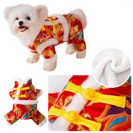 Dog Apparel Tang Suit Pet Clothes Chinese Year Costume Knot Buttons Coat For Dogs Cats Holiday Themed Party Spring Festival