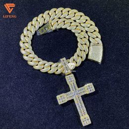 Designer Cuban Link Chain Pendant Necklaces Lifeng Jewelry Custom 18k Gold Hiphop Jewelry Iced Our Vvs Moissanite Silver 25mm Miami Cuban Link Chain Set Cross Jesus C