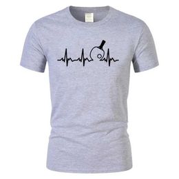 Men's T-Shirts Summer Fashion Table Tennis Heartbeat T-shirt Mens Cotton Table Tennis Top Designer Short sleeved Casual Basic T-shirt Camisetas Q240521