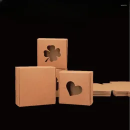 Gift Wrap 50pcs Retro Style Kraft Paper Fold Carton Thickening Hollowing Out Handmade Box Square Love Cosmetic Packing Aircraft Boxes